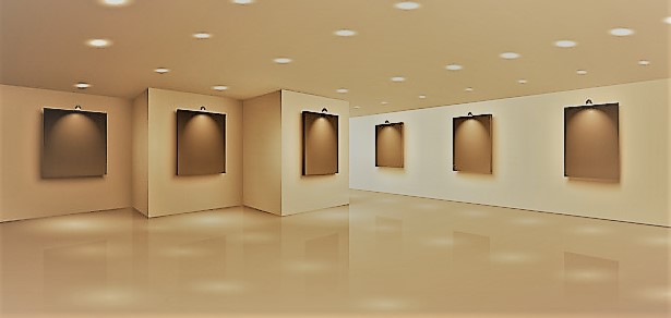 hall of fame page header background image displaying blank photo frames on gallery wall