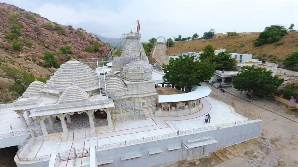 Outer view of white marble color Vankal Mata Temple in Viratra