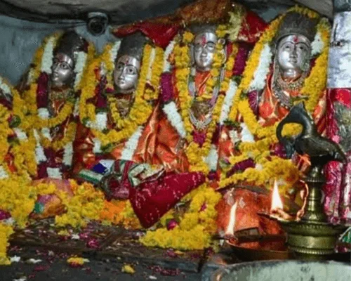Decorated idol of Gajan Mata in temple